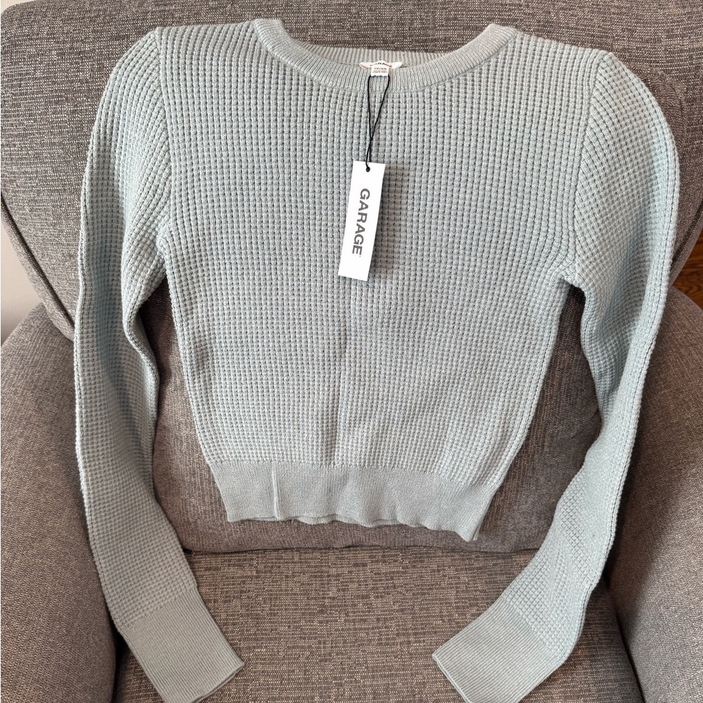 Garage Sage Green Waffle Knit Sweater